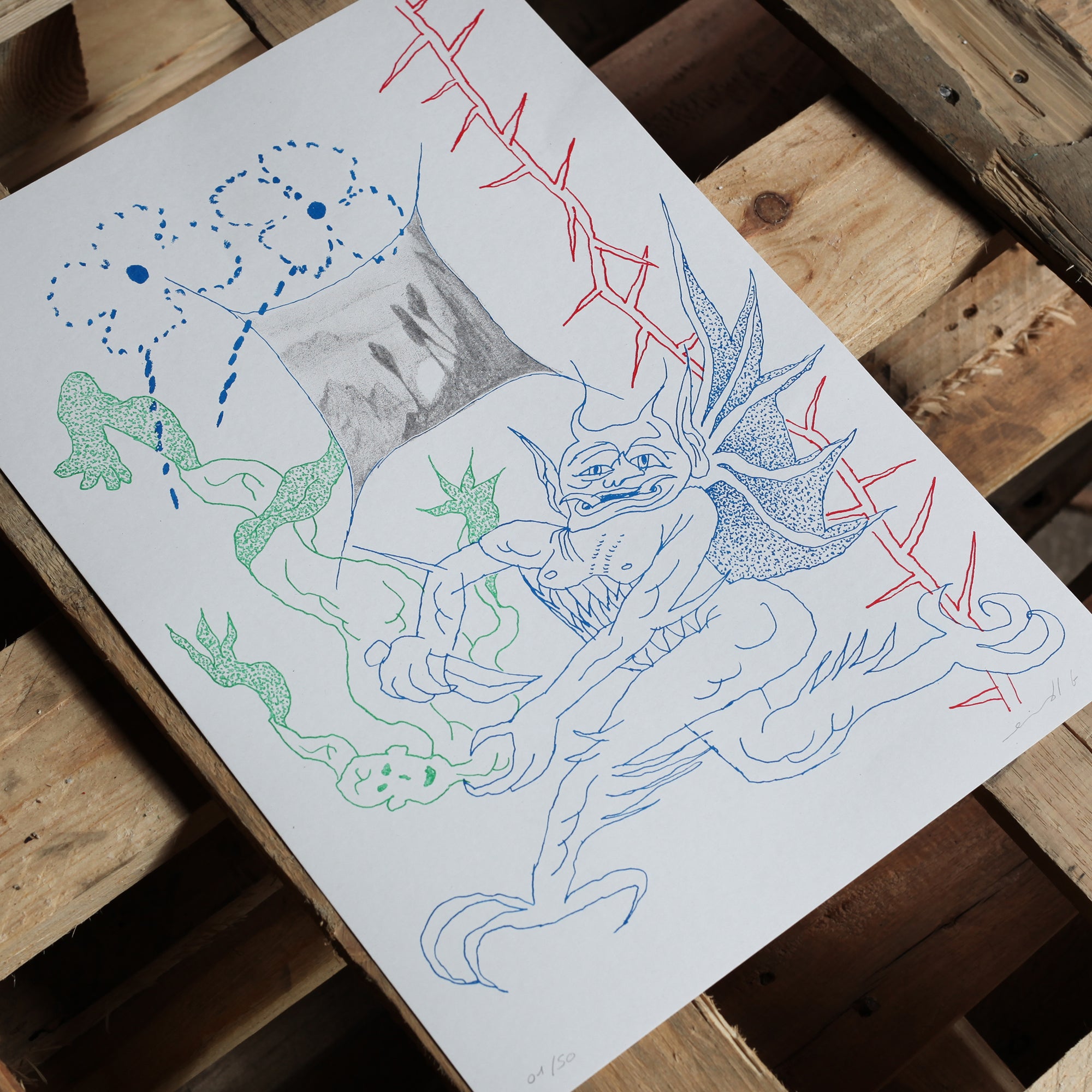 Demon Risograph Print