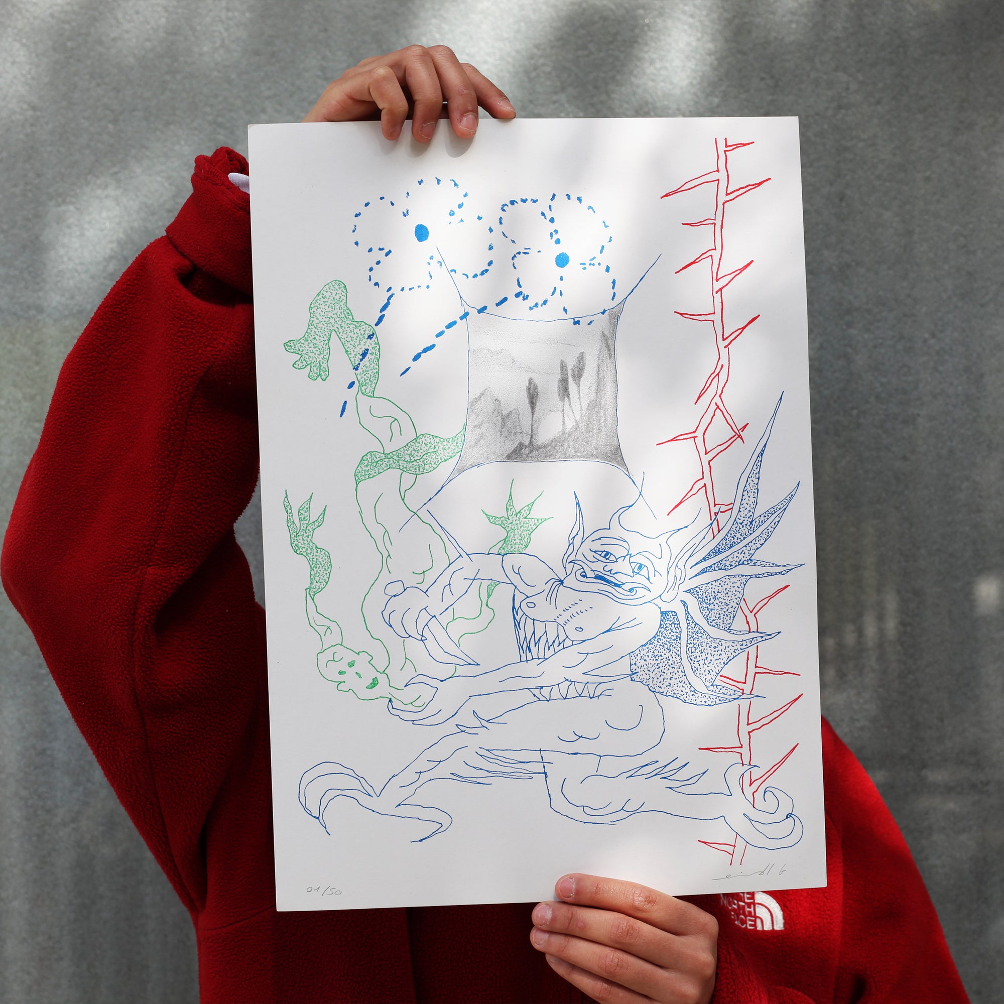 Demon Risograph Print