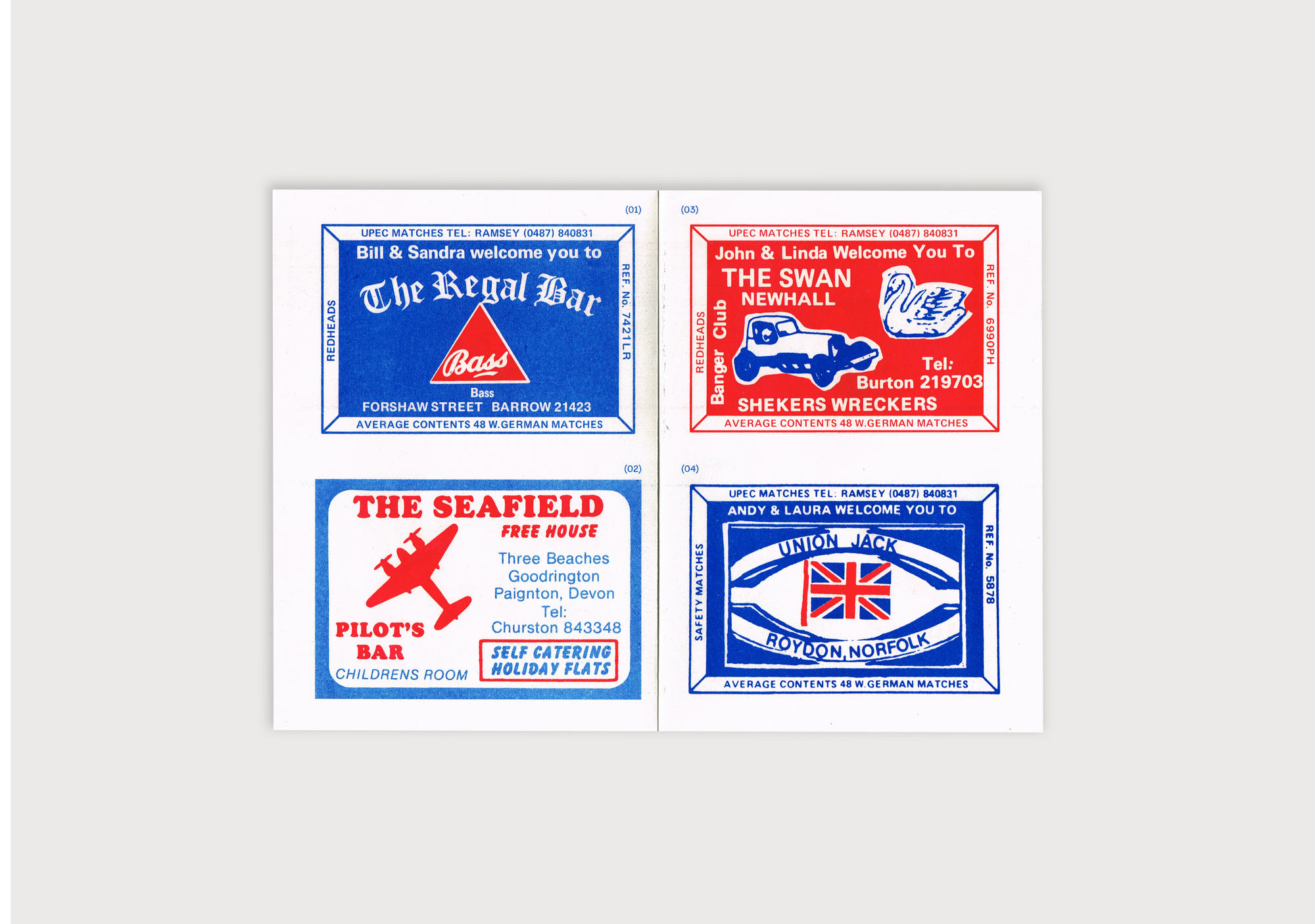 UK Pub Matchbox Labels