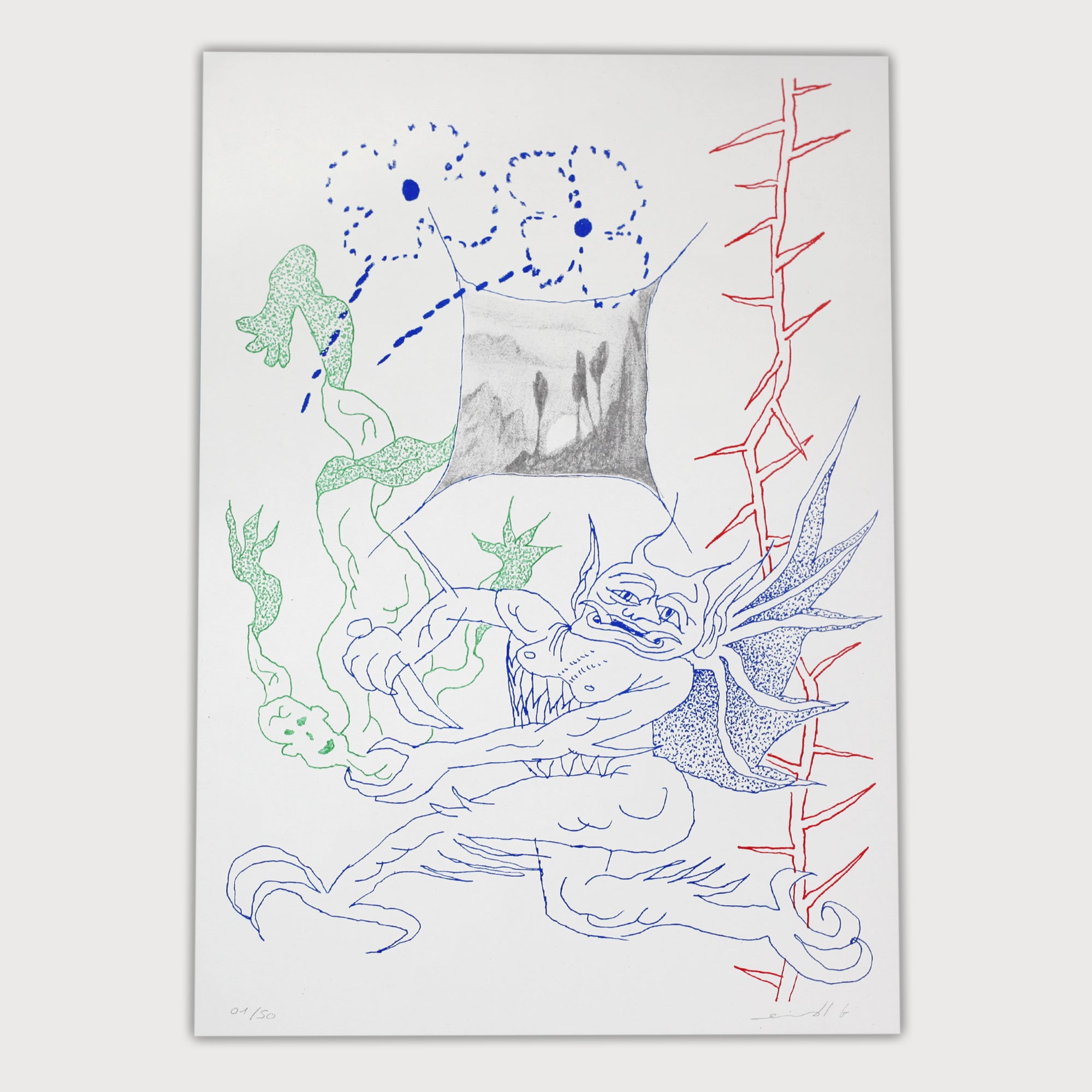 Demon Risograph Print